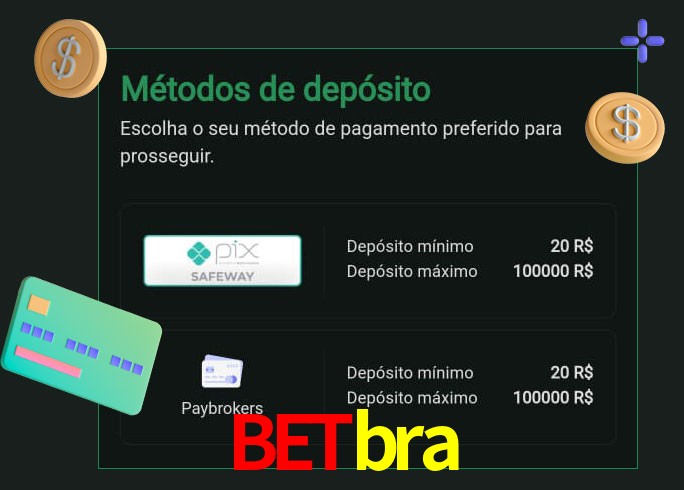 O cassino Betbra oferece uma grande variedade de métodos de pagamento